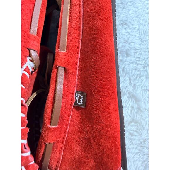 LAM Womens Suede Moccasins Red Size 8 Cozy - Picture 7 of 8
